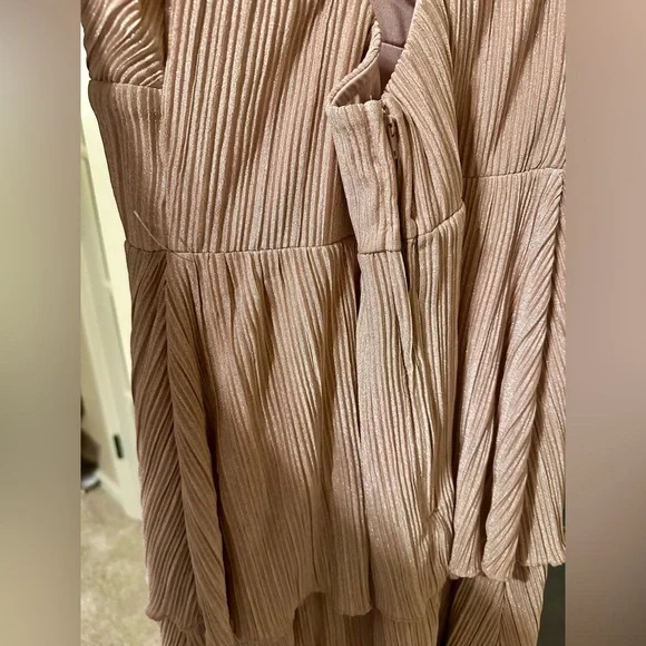 Dusty light pink Rose gold tiered layered maxi cocktail evening party gown dress - Picture 7 of 10